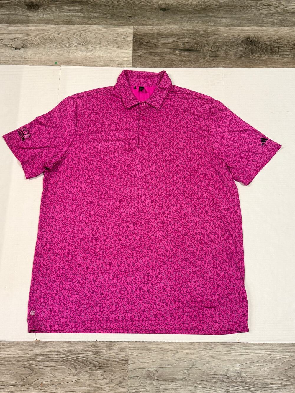 Adidas Golf Polo Mens XXL Pink Floral ONATURE Performance Shirt Short Sleeve